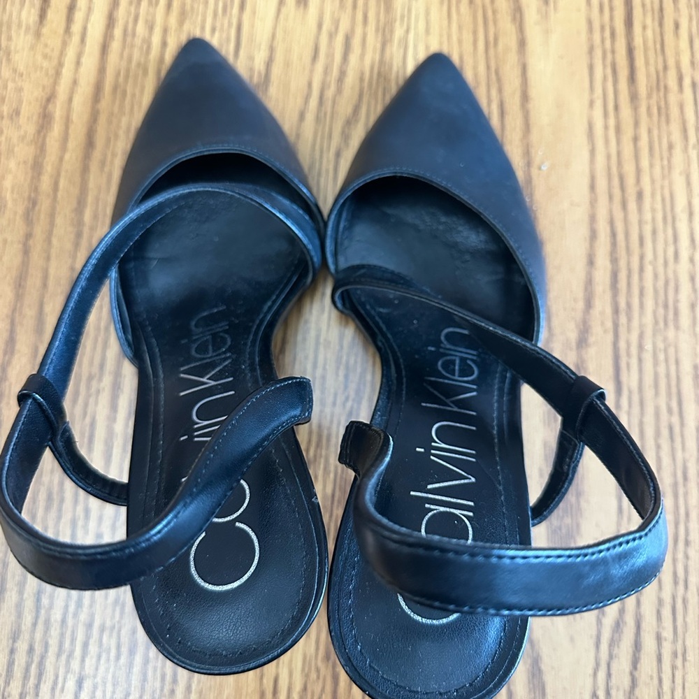 Calvin Klein Black Heeled Slingback Shoes - Picture 6 of 6
